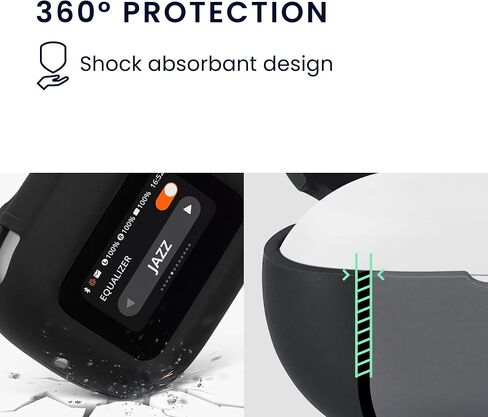 kwmobile Silicone Cover Compatible with JBL Live Flex 3 / Live Buds 3 / Live Beam 3 - Case Cover Stick-On Skin with Clip - Black in Saudi Arabia
