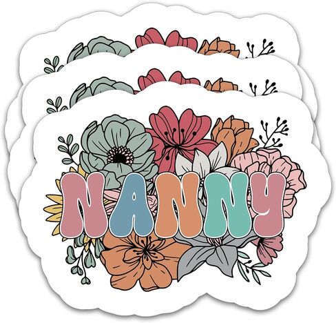 (3Pcs) Retro Floral Nana Sticker Grandma Sticker Perfect for Moms Mimi Nana Grandmother Mother's Day – Waterproof Vinyl Decal for Book Laptop Phones Tumbler Water Bottles, Size 3 x 2.2 Inch in Saudi Arabia
