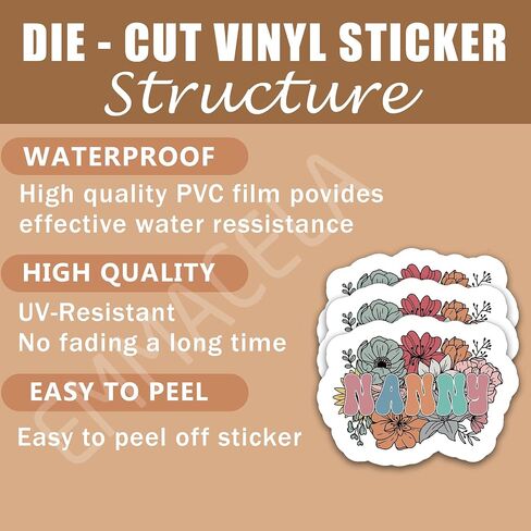 (3Pcs) Retro Floral Nana Sticker Grandma Sticker Perfect for Moms Mimi Nana Grandmother Mother's Day – Waterproof Vinyl Decal for Book Laptop Phones Tumbler Water Bottles, Size 3 x 2.2 Inch in Saudi Arabia
