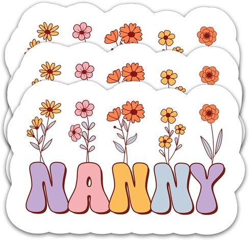 (3Pcs) Retro Floral Nana Sticker Grandma Sticker Perfect for Moms Mimi Nana Grandmother Mother's Day – Waterproof Vinyl Decal for Book Laptop Phones Tumbler Water Bottles, Size 3 x 2.2 Inch in Saudi Arabia
