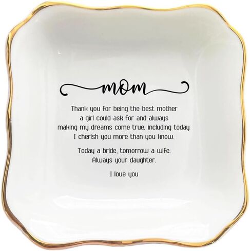 Ceramic Personalized Mom Ring Dish-Mom Birthday Gift Ideas-Wedding Gifts for Mom-Mother of The Bride Gifts from Bride-Mother of The Groom Gifts-Thank You Mom Gifts in Saudi Arabia