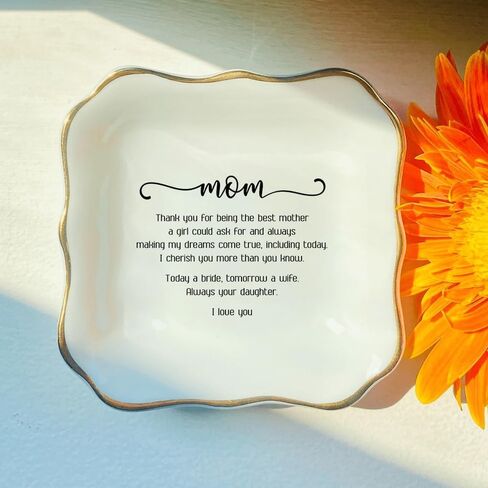 Ceramic Personalized Mom Ring Dish-Mom Birthday Gift Ideas-Wedding Gifts for Mom-Mother of The Bride Gifts from Bride-Mother of The Groom Gifts-Thank You Mom Gifts in Saudi Arabia
