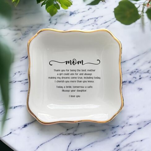 Ceramic Personalized Mom Ring Dish-Mom Birthday Gift Ideas-Wedding Gifts for Mom-Mother of The Bride Gifts from Bride-Mother of The Groom Gifts-Thank You Mom Gifts in Saudi Arabia