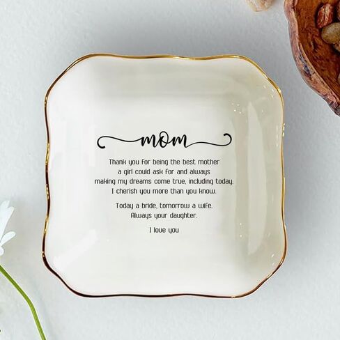 Ceramic Personalized Mom Ring Dish-Mom Birthday Gift Ideas-Wedding Gifts for Mom-Mother of The Bride Gifts from Bride-Mother of The Groom Gifts-Thank You Mom Gifts in Saudi Arabia