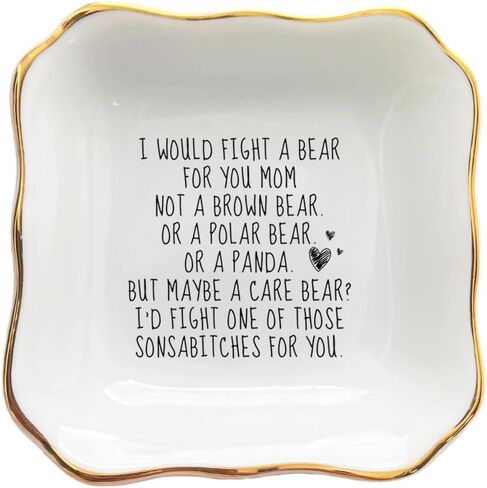 Ceramic Personalized Mom Ring Dish-Mom Birthday Gift Ideas-Wedding Gifts for Mom-Mother of The Bride Gifts from Bride-Mother of The Groom Gifts-Thank You Mom Gifts in Saudi Arabia