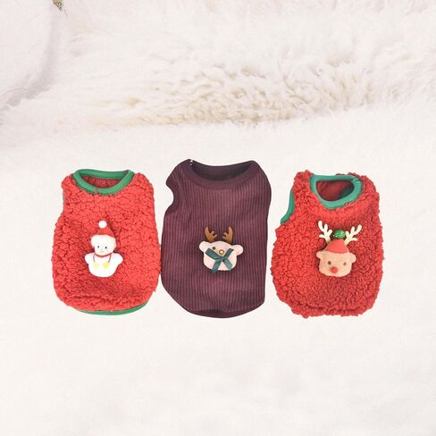 FLAdorepet 3 Packs Teacup Dog Cat XXS Clothes for Chihuahua Yorkie,Winter Warm Fleece Puppy Pet Clothes Sweater Shirt Vest for Mini Newborn Extra Small Dogs (3 Packs, XXS(Pet 1-2LBS)) in Saudi Arabia