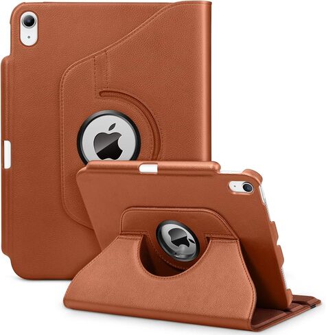 حافظة DTTOCASE الدوارة لجهاز iPad الجيل العاشر 2022، غطاء جلدي قابل للطي لجهاز iPad مقاس 10.9 بوصات مع حامل أقلام رصاص، وحامل حماية دوار 360 درجة، وشريط إغلاق - أصفر in Saudi Arabia