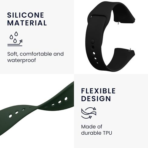 kwmobile Straps Compatible with Xiaomi Redmi Watch 3 Active Straps - 2X Replacement Silicone Watch Bands - Black/Dark Green in Kuwait