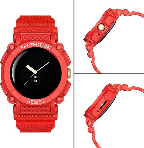Compatible With Google Pixel Watch 3 41 mm/Pixel Watch 2/1 Bands with Bumper Case, Sport Replacement Strap Bulid-in Rugged Protective Cover Accessories for Men Women in Saudi Arabia