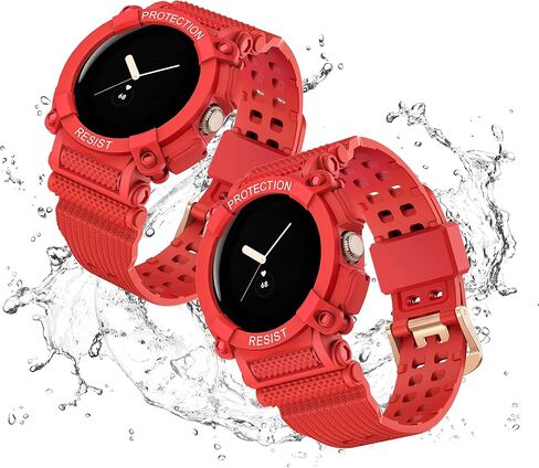 Compatible With Google Pixel Watch 3 41 mm/Pixel Watch 2/1 Bands with Bumper Case, Sport Replacement Strap Bulid-in Rugged Protective Cover Accessories for Men Women in Saudi Arabia