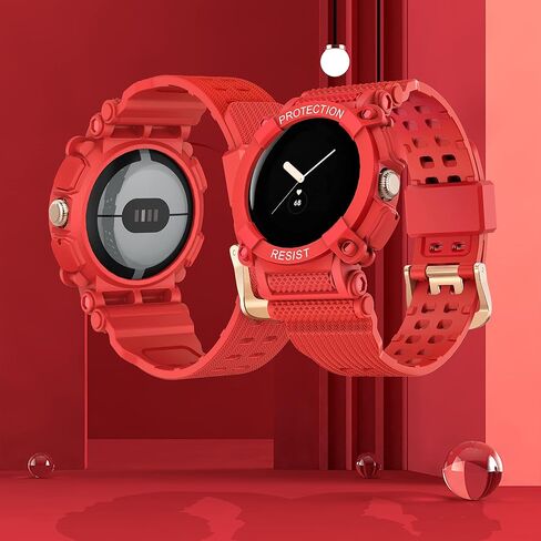 Compatible With Google Pixel Watch 3 41 mm/Pixel Watch 2/1 Bands with Bumper Case, Sport Replacement Strap Bulid-in Rugged Protective Cover Accessories for Men Women in Saudi Arabia