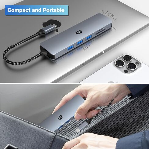 USB C Hub, 6 in 1 USB C Adapter for Mac Pro/Air, USB 3.0 5Gbps Quick Docking Hub for Dell,Surface,HP,Lenovo and Other Type C Devices (SD/TF,4K HDMI,USB A 3.0) in Saudi Arabia