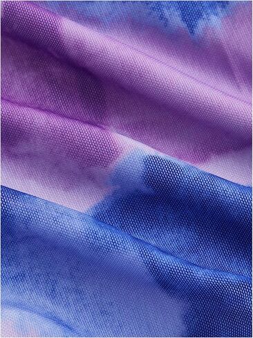 SHENHE Women's Tie Dye Halter Neck Draped Front Ruched Drawstring Backless Crop Top in Saudi Arabia