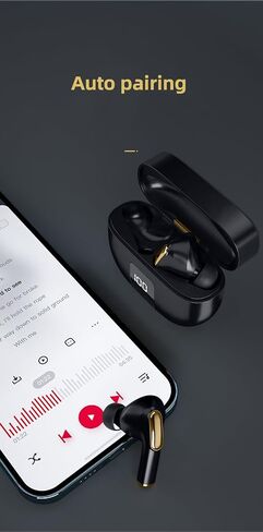J68 True سماعات أذن لاسلكية بلوتوث 5.2 سماعات تشغيل 60 ساعة IPX5 سماعات ستيريو مقاومة للماء داخل الأذن ميكروفون مدمج سماعة إلغاء الضوضاء العميقة العميقة (أسود) in Saudi Arabia