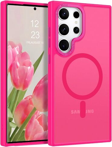 BENTOBEN for Samsung S23 Ultra Case, S23 Ultra Magnetic Phone Case[Compatible with MagSafe] Translucent Matte Slim Shockproof Women Men Girl Protective Case Cover for Galaxy S23 Ultra 6.8",Hot Pink in Kuwait
