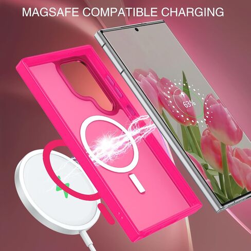 BENTOBEN for Samsung S23 Ultra Case, S23 Ultra Magnetic Phone Case[Compatible with MagSafe] Translucent Matte Slim Shockproof Women Men Girl Protective Case Cover for Galaxy S23 Ultra 6.8",Hot Pink in Kuwait