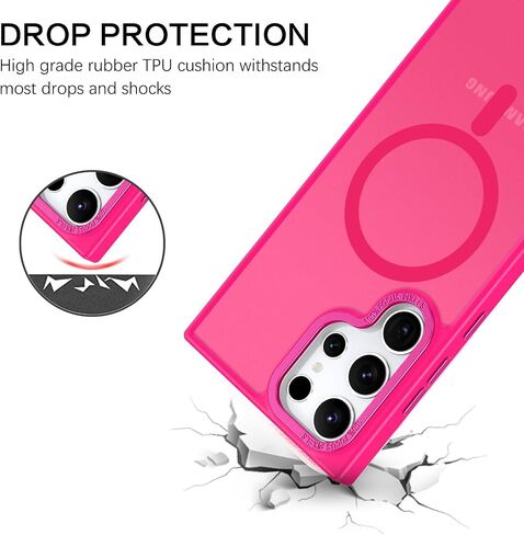 BENTOBEN for Samsung S23 Ultra Case, S23 Ultra Magnetic Phone Case[Compatible with MagSafe] Translucent Matte Slim Shockproof Women Men Girl Protective Case Cover for Galaxy S23 Ultra 6.8",Hot Pink in Kuwait
