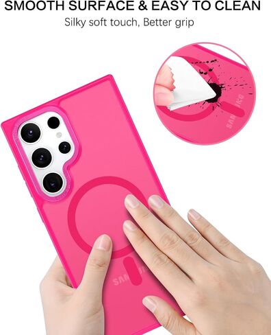 BENTOBEN for Samsung S23 Ultra Case, S23 Ultra Magnetic Phone Case[Compatible with MagSafe] Translucent Matte Slim Shockproof Women Men Girl Protective Case Cover for Galaxy S23 Ultra 6.8",Hot Pink in Kuwait