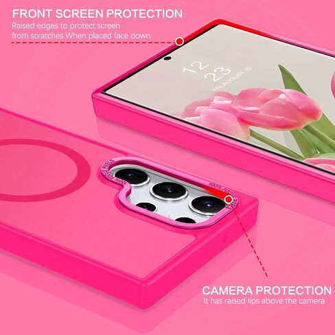 BENTOBEN for Samsung S23 Ultra Case, S23 Ultra Magnetic Phone Case[Compatible with MagSafe] Translucent Matte Slim Shockproof Women Men Girl Protective Case Cover for Galaxy S23 Ultra 6.8",Hot Pink in Kuwait