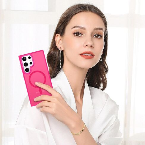 BENTOBEN for Samsung S23 Ultra Case, S23 Ultra Magnetic Phone Case[Compatible with MagSafe] Translucent Matte Slim Shockproof Women Men Girl Protective Case Cover for Galaxy S23 Ultra 6.8",Hot Pink in Kuwait