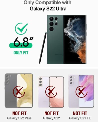 حافظة ثورة شعرية متوافقة مع هاتف Galaxy S22 Ultra 5G مقاس 6.8 بوصة، حافظة حماية متينة مقاومة للصدمات لكامل الجسم مع مسند، واقي شاشة مدمج يعمل مع معرف بصمة الإصبع، أسود in Kuwait