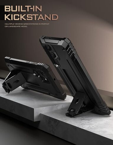 حافظة ثورة شعرية متوافقة مع هاتف Galaxy S22 Ultra 5G مقاس 6.8 بوصة، حافظة حماية متينة مقاومة للصدمات لكامل الجسم مع مسند، واقي شاشة مدمج يعمل مع معرف بصمة الإصبع، أسود in Kuwait