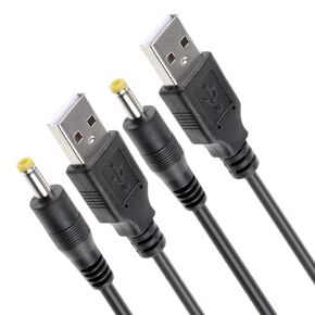 TENINYU USB 2.0 A Male to DC 4.0x1.7mm 5 Volt 24AWG DC Barrel Jack Power Cable 3FT (Max 2.5 Ampere Power Cable, Center PIN Positive), 2Pack