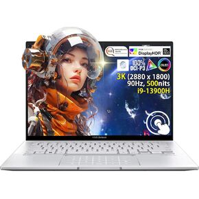 ASUS Zenbook 14" OLED 3K(2880 X 1800) Touch Slim Laptop, Intel EVO 14Cores i9-13900H, Intel Iris Xe Graphics, 2X Thunderbolt4, 100% DCI-P3, 500nits, w/HDMI (16GB LPDDR5 RAM | 1TB PCIe SSD)