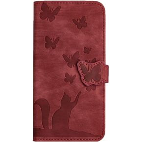 Wallet Case Compatible with Samsung Galaxy S10 Plus | Cat Butterfly Embossed Leather Flip Case with Card Slots Kickstand Phone Cover | Magnetic Shockproof Case | Blue