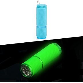 AHIER 9 LED Glow in Dark Flashlights, 3 Pack Rubber Coated Flashlights with Straps, Portable Handy Lights for Camping, Hiking, Indoor, Assorted Colors (Green+Blue)
