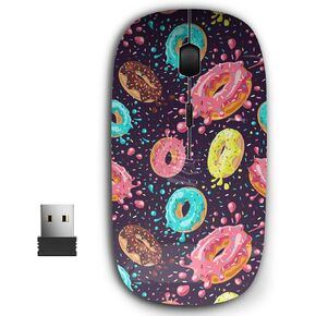 2.4G Ergonomic Portable USB Wireless Mouse for PC, Laptop, Computer, Notebook with Nano Receiver (Donuts Pink Chocolate Lemon Blue)