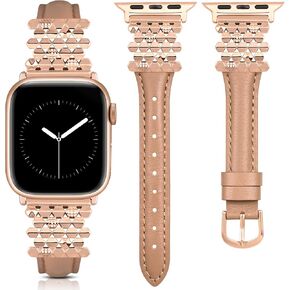 سوار جلدي من Wearlizer متوافق مع أحزمة ساعات Apple للنساء 38/40/41/42/44/45/46/49 مم، حزام بإبزيم سداسي متشابك بتصميم أنيق لسلسلة iWatch 10/9/8/7/6/5/4/3 /2/1/SE/ألترا 2 in Kuwait