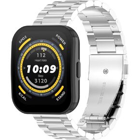 Fit for Amazfit Bip 5 Bands for Women Men, Stainless Steel Metal Replacement Watch Bands Wristbands Bracelet Straps for Amazfit Bip 5 Smart Watch