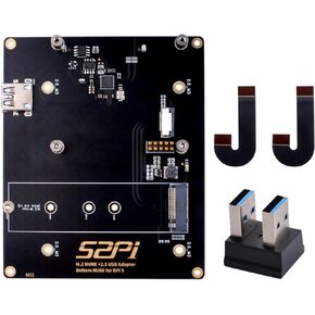 GeeekPi NU08 PCIe M.2 M-Key NVMe SSD PCIe Peripheral Board for Raspberry Pi 5, Supports 2.5 inch USB HDD, Compatible with M.2 NVMe SSD 2230 2242 2260 2280