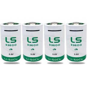 (Pack of 4) LS33600 Battery 3.6V 17000mAh for Saft LS33600 D Size Lithium Thionyl Chloride Battery Non-Rechargeable
