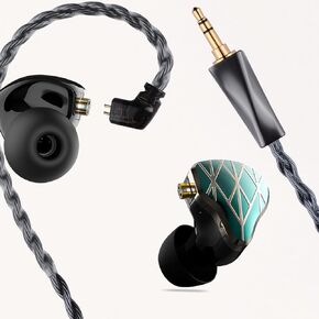 FAAEAL in Ear Monitor,HiFi Wired Sports Earbuds,Hybrid IEM Earphones with Powder Metallurgy Faceplate QDC 2-Pin Detachable Mono-crystalline Copper Silver-Plated Cable Headphones