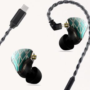 FAAEAL in Ear Monitor,HiFi Wired Sports Earbuds,Hybrid IEM Earphones with Powder Metallurgy Faceplate QDC 2-Pin Detachable Mono-crystalline Copper Silver-Plated Cable Headphones in Kuwait