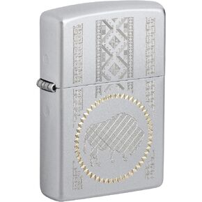Zippo Lighter: Engraved Buffalo Design - Satin Chrome 81588