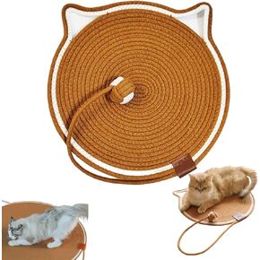 Celery Pets Dual Scratching Pad, Cat Scratch Pad, Cat Scratcher Mat, Natural Cotton Rope Cat Scratching Pads for Indoor Cats, Large Size Cat Bed Cat Scratching Pad with Cat Toy (Brown)
