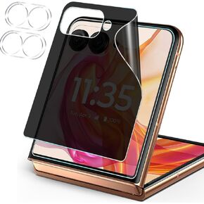 [2+2 Pack for Motorola Razr 50 Ultra/Moto Razr Plus (2024) Privacy Front Screen Protector with Camera Lens Protecto, Flexible Film Anti-Spy Case Friendly.