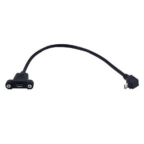 0.3 Meter Micro USB Extension Cable, 90 Degree Right Angle Micro USB 5 Pin Male to Micro USB Female Screw Mount Extender Cable (R-Micro USB)