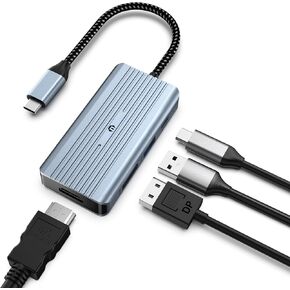 USB C Hub, oditton 4 in 1 USB C Hub, Dual Display 8K@30Hz HDMI 8K@30Hz DP, USB 3.0, 100W USB-C PD Charge Port 4 Port Dock Station for Laptop, HDTV, Projector, and More Type C Devices