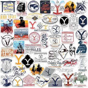 Yellowstone 2nd Variety 50ct Vinyl Large Deluxe Stickers Variety Pack - Laptop, Water Bottle, Scrapbooking, Tablet, Skateboard, Indoor/Outdoor
