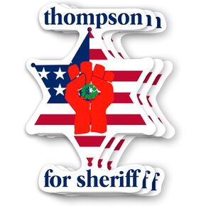(3Pcs) Thompson for Sheriff Works with Hunter S. Thompson Die Cut Vinyl Sticker 3 Inch for Water Bottle, Tumbler, Laptop, Hat, Phone Case
