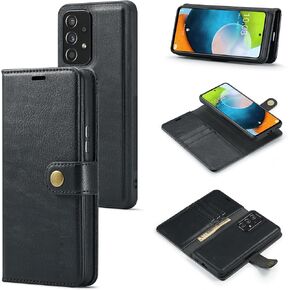 Asuwish Phone Case for Samsung Galaxy A53 5G Wallet Magnetic Detachable Cell Cover with Tempered Glass Screen Protector Flip Card Holder Slot A 53 G5 53A SM A536U 6.5" 2022 Women Men Girls Black