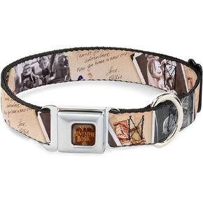 Disney Pet Collar, Dog Collar Metal Seatbelt Buckle, Up Adventure Book Snapshots Post Cards, 9.5 to 13 Inches 1.0 Inch Wide