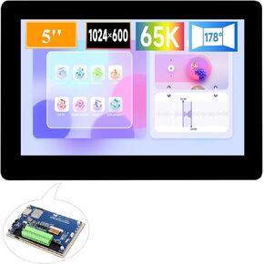 ESP32-S3 Development Board with 5inch Capacitive Touch Screen 1024 x 600 Pixel, 5-Point Touch LCD Display, 32-Bit LX7 Dual-Core Processor, Support WiFi&Bluetooth with Onboard Antenna (Upgraded Ver )