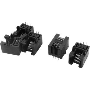 uxcell 5pcs RJ11 6-pin PCB Socket, Mount Black Modular Phone Jack 6P6C Telephone Socket Coupler Connector