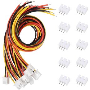 Alinan 20pcs JST-XH2.54mm 3 Pin Connector Kit, Included 10pcs Mini 3 Pin 26AWG Female Connector Plug with 200mm Cable Wire and 10pcs Micro 3Pin Male Connector Plug