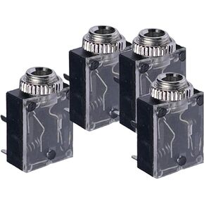 3.5mm TRS Stereo Audio Socket, PCB and Panel Mount, Transparent Dustproof Cover, Square Socket, TRS Socket with Switch, 4 Pack